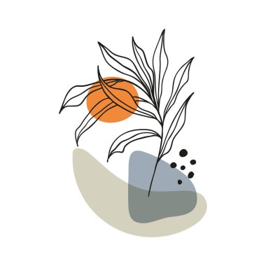 Soyut çiçek sanat vektörü arka planda kalır. Sosyal medya, kapak, dava, kumaş, iç dekorasyon için el çizimi yaprakları ve çiçek sanatları arka planı.