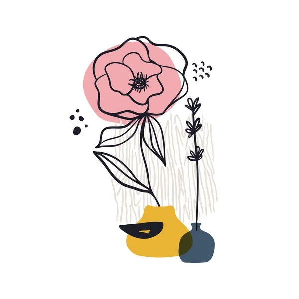 抽象的花卉艺术载体离开背景 用于社交媒体 室内装饰的手绘叶和花卉艺术背景 — 图库矢量图片