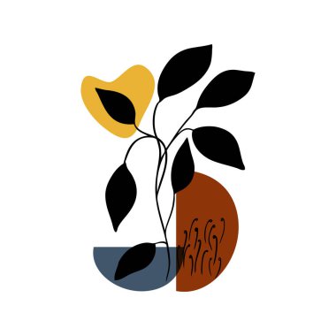 Soyut çiçek sanat vektörü arka planda kalır. El çizimi yaprakları