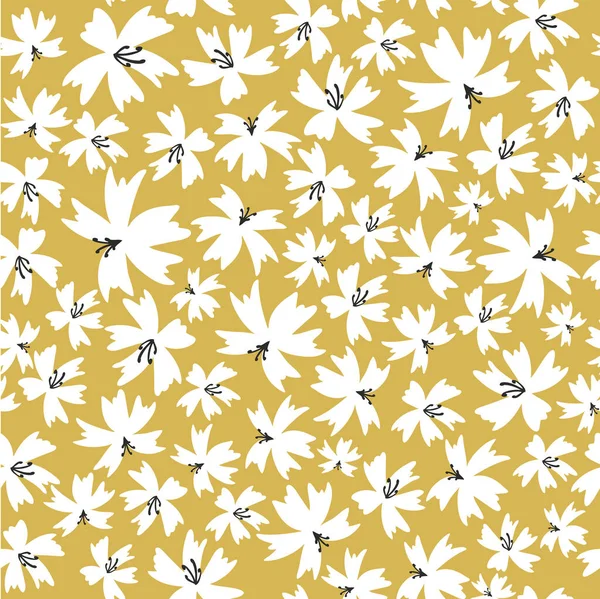 Motif Floral Sans Couture Avec Des Plantes Fleurs Abstraites Vectorielles — Image vectorielle