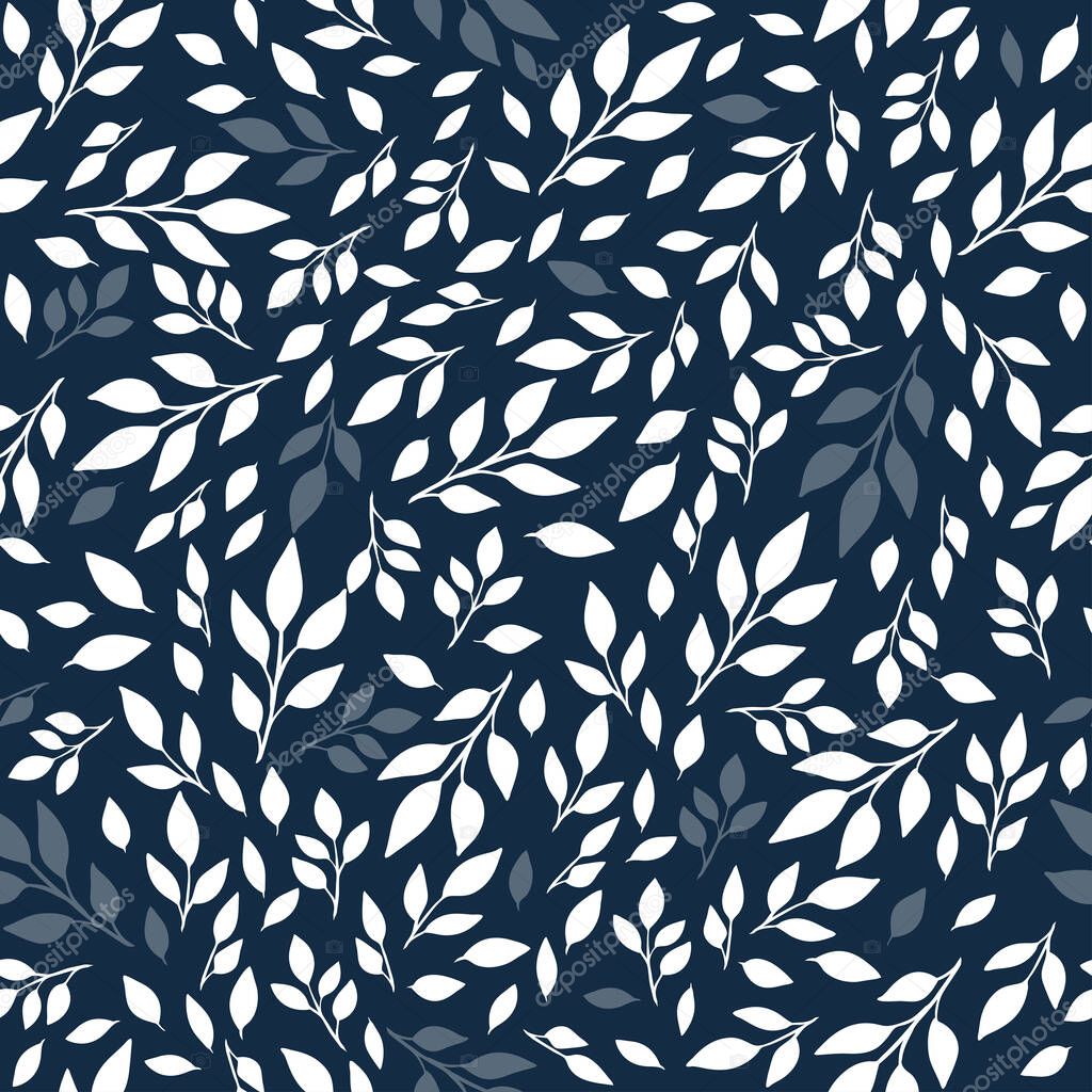 Seamless floral pattern with plants. Vector abstract flowers leaves background for case, cover, fabric, interior decor.