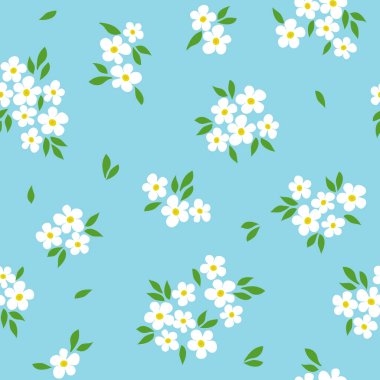 Bitkilerle kusursuz çiçek deseni. Vektör