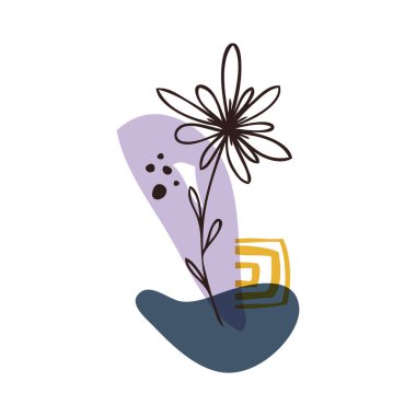 Soyut çiçek sanat vektörü arka planda kalır. El çizimi yaprakları