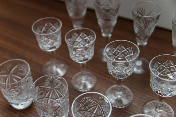 Various Types Glasses Wine Vodka Glasses Drinking — Stock Photo, Image