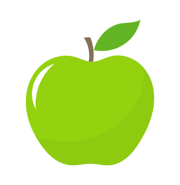 Зеленое яблоко с листом
