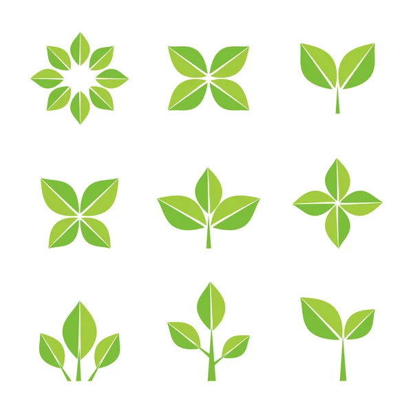 Green leaves symbols and icons — Stock Vector