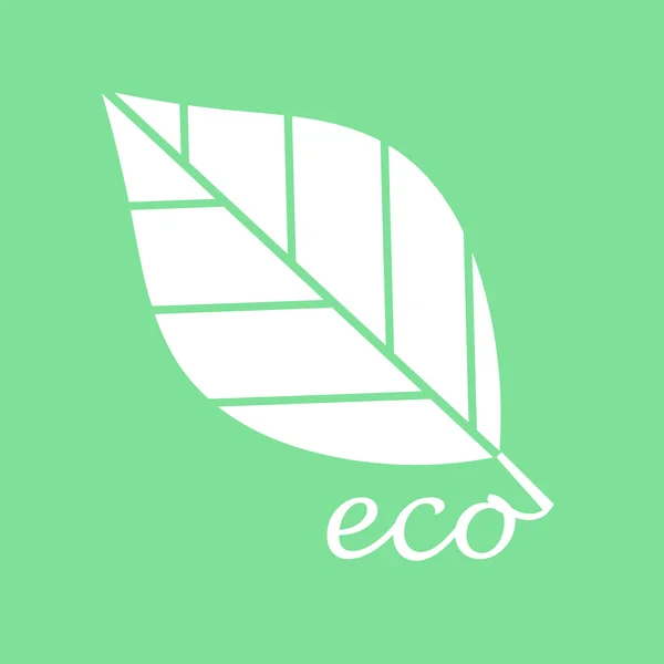 Witte eco leaf op groene achtergrond — Stockvector