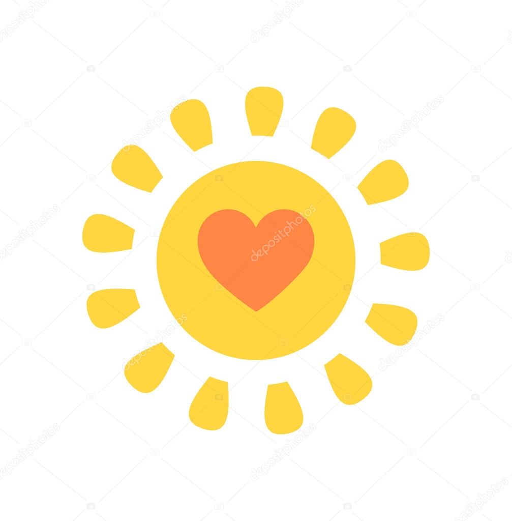 Cute sun with heart
