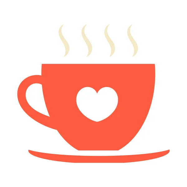 Xícara de café vermelho com coração — Vetor de Stock