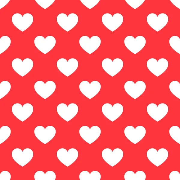 Weiße Herzen nahtloses rotes Muster — Stockvektor