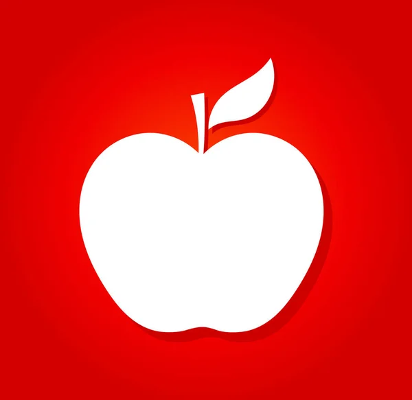 Pomme blanche sur fond rouge — Image vectorielle