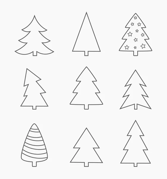 Kerstbomen lijn set — Stockvector