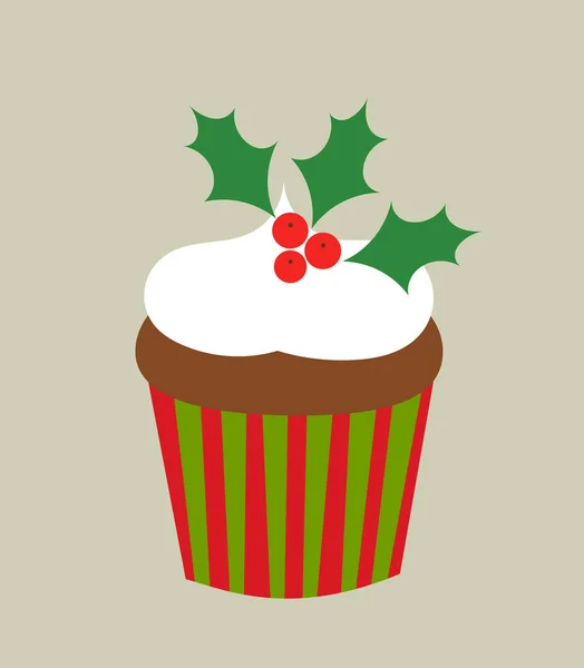 Christmas cupcake vector — Stock Vector