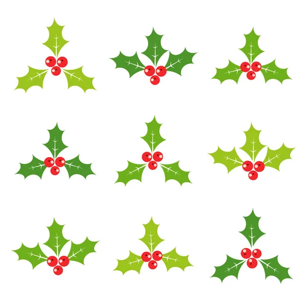 Holly berries set of icons — Stock Vector