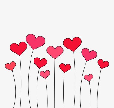 Kırmızı ve pembe kalpler kartı