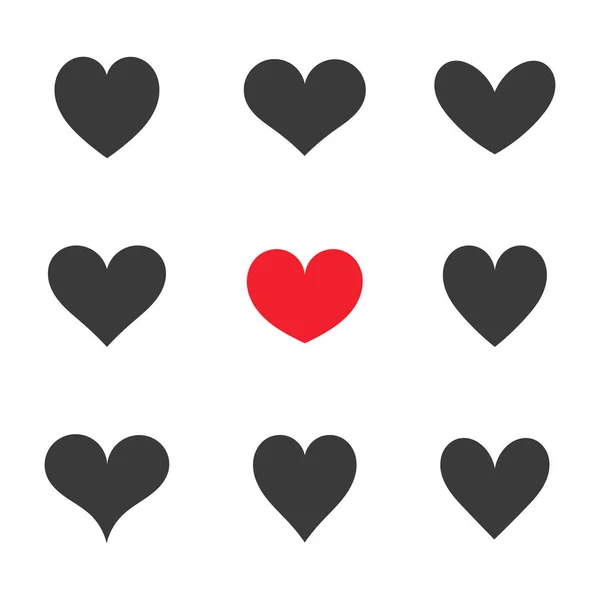 Colección de iconos de corazones — Vector de stock