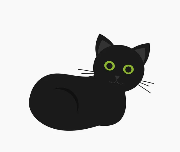 Lindo gato negro — Vector de stock