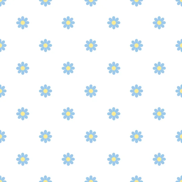 Blue daisy flower seamless pattern — Stock Vector