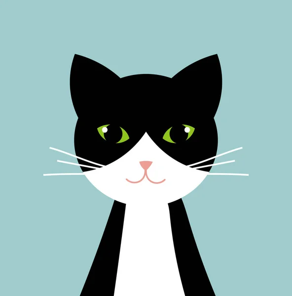 Gato blanco y negro — Vector de stock