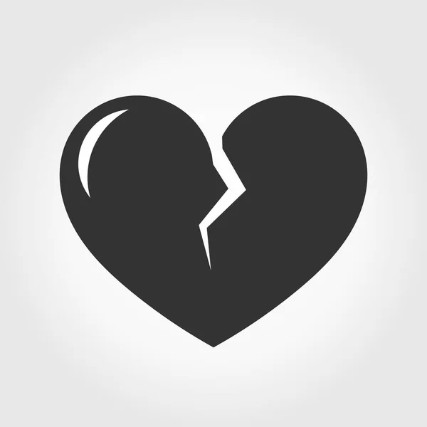 Black broken heart icon — Stock Vector