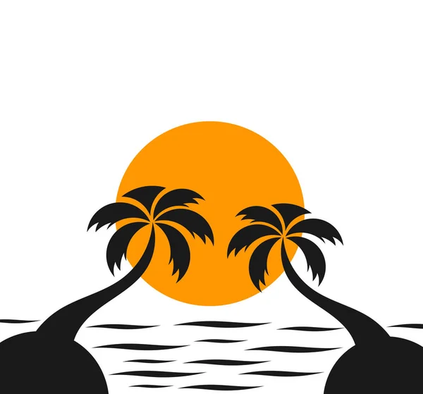 Coucher de soleil sur les palmiers — Image vectorielle
