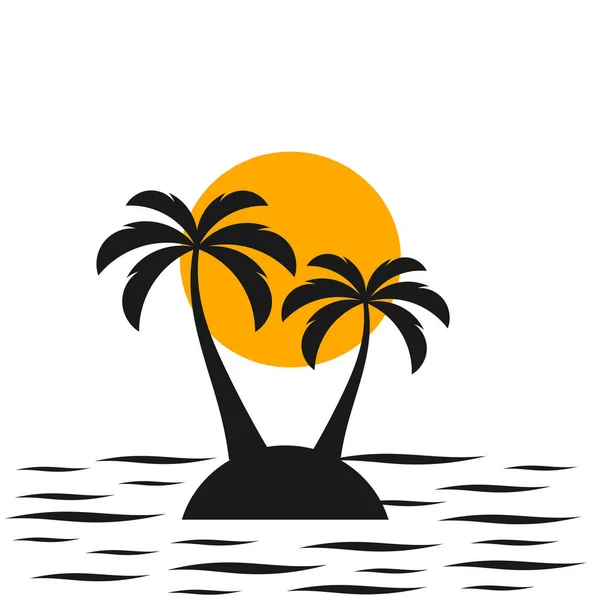 Two palm trees on the island. — Stock Vector