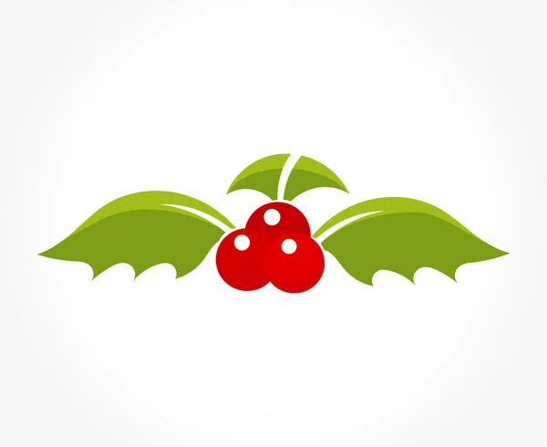 Holly berry Christmas icon — Stock Vector