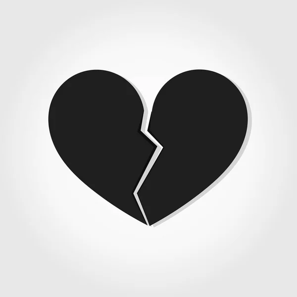 Black broken heart icon — Stock Vector