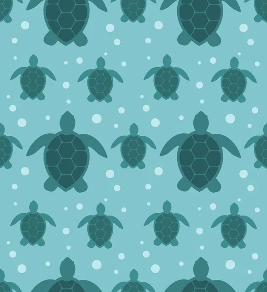 Sea turtles blue seamless pattern — Stock Vector