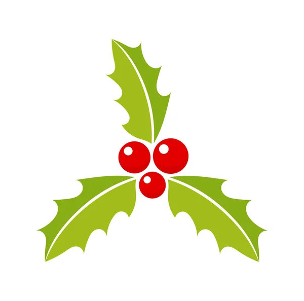 Christmas holly berries plant icon — Stock Vector