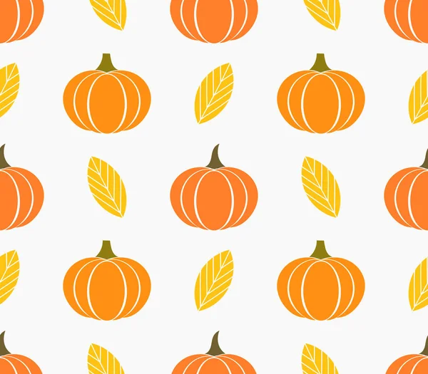 秋カボチャとシームレスなオレンジの葉 — ストックベクタ