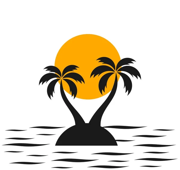 Palm trees on the island — Stock Vector