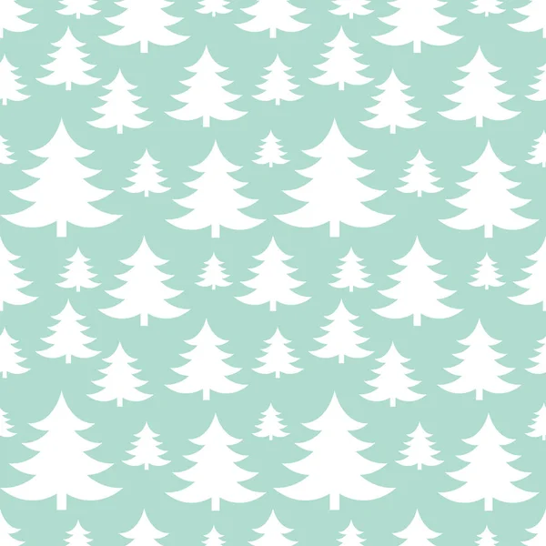 Árvores de Natal brancas no padrão de fundo azul — Vetor de Stock
