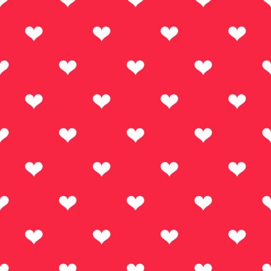 Kırmızı arka plan desenini beyaz Kalpler