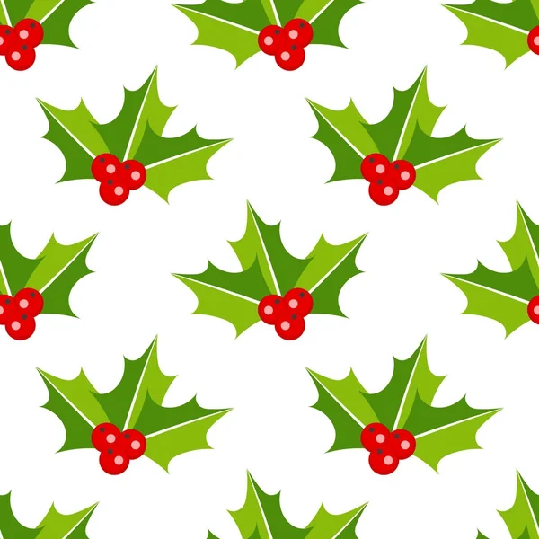 Christmas holly berries seamless pattern — Stock Vector