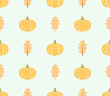 Sonbahar meşe yaprakları ve kabaklar seamless modeli