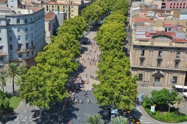 La Rambla Barcelona üzerinde Üstten Görünüm