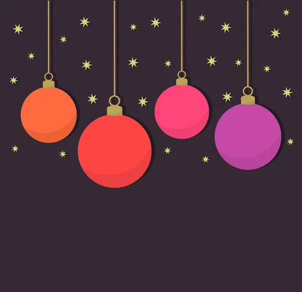 Kerstballen op paarse achtergrond — Stockvector