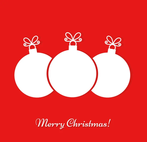 Ornements de boules de Noël blanches sur fond rouge — Image vectorielle