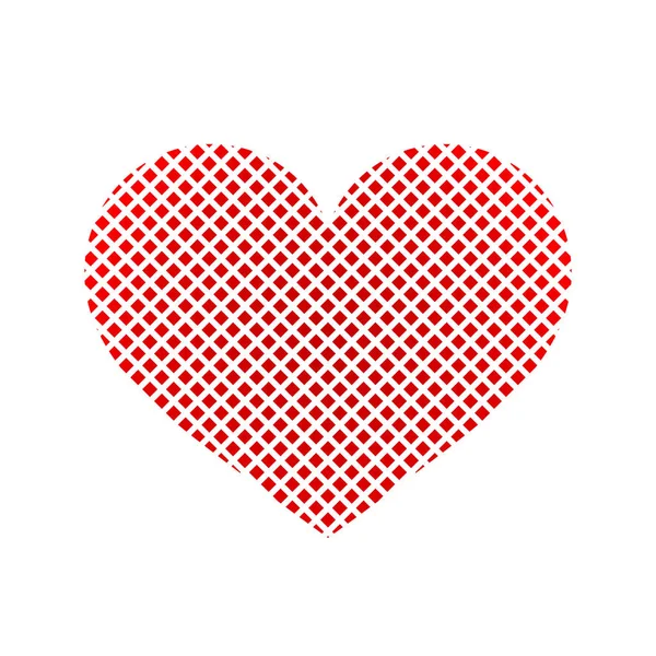 Icona a quadretti cuore rosso — Vettoriale Stock
