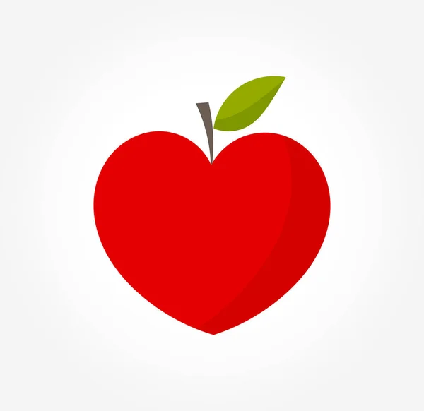 Corazón en forma de manzana roja — Vector de stock