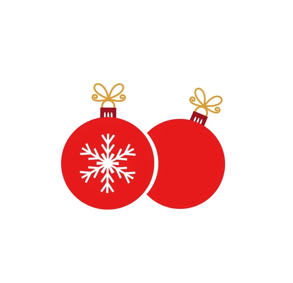 두 개의 빨간색 크리스마스 볼 장식품에 고립 된 흰색 배경. — 스톡 벡터