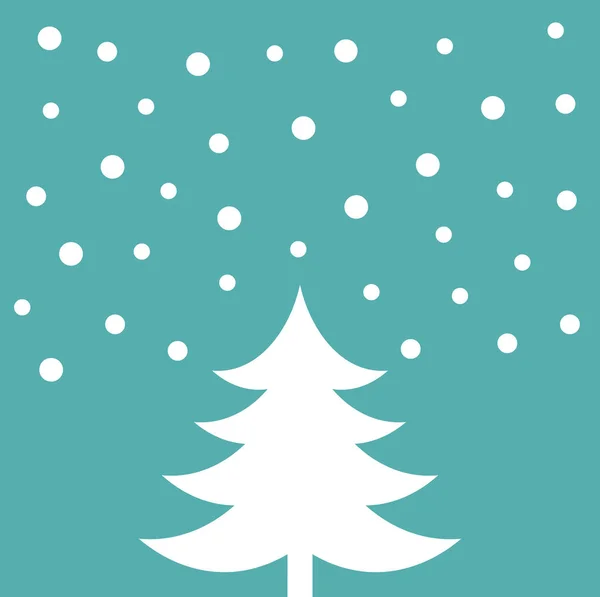 Bílý vánoční stromek na modrém pozadí. — Stockový vektor