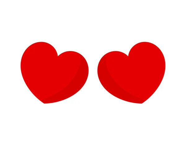 Deux coeurs rouges sur fond blanc — Image vectorielle
