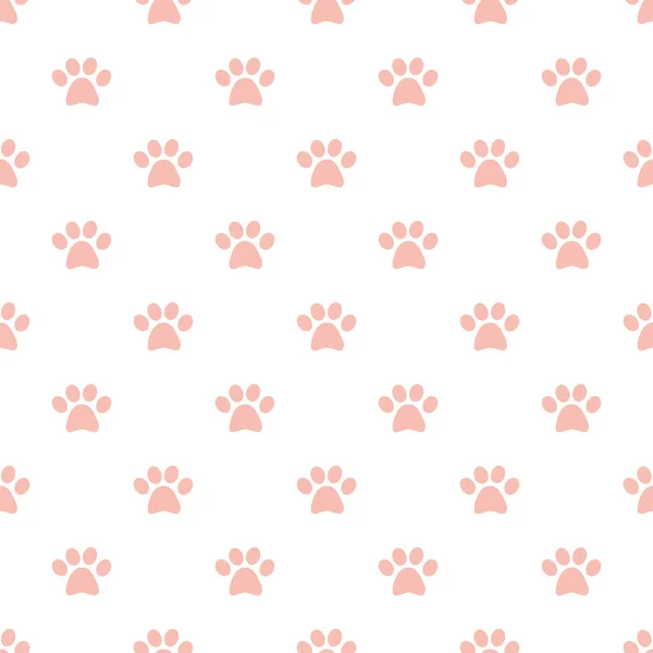 Pinkfarbene Katzenpfoten zeichnen nahtloses Muster — Stockvektor