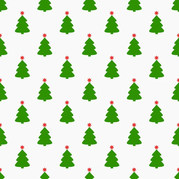 Christmas trees with star seamless pattern — Stock Vector