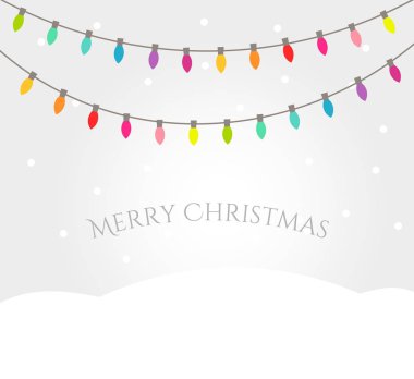 Christmas kış manzara renkli ışıklarla dizeleri