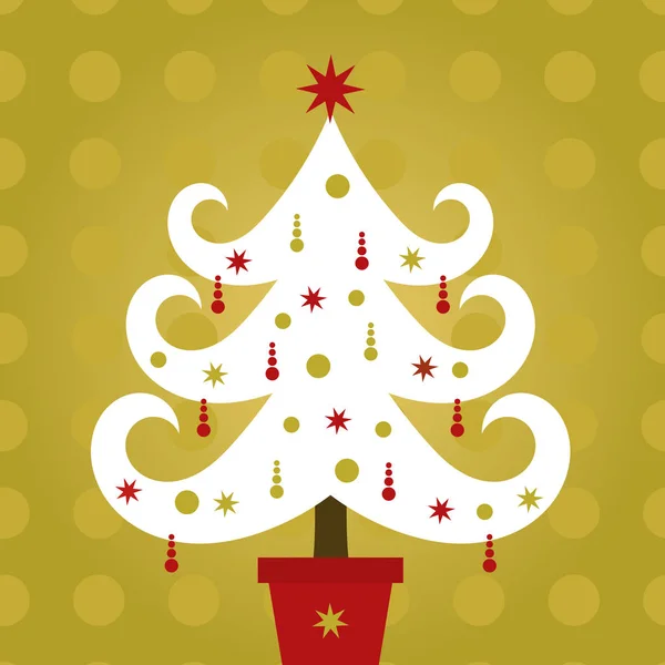 Süslenen beyaz Noel ağacı — Stok Vektör
