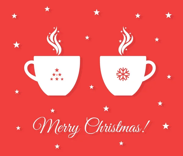 Dwa kubki świąteczne z herbaty lub gorącej czekolady — Wektor stockowy