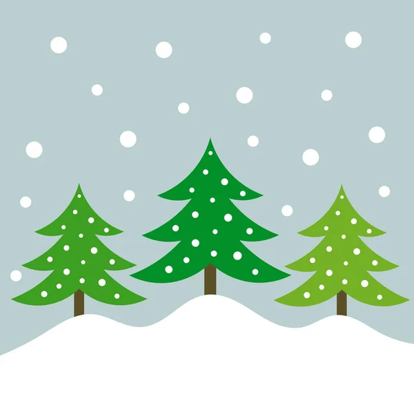 Χριστουγεννιάτικα δέντρα χειμώνα κάρτα — Διανυσματικό Αρχείο